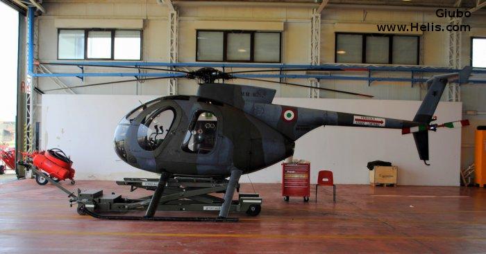 Helicopter Breda Nardi NH500MD Serial BH-11 Register MM81352 used by Aeronautica Militare Italiana AMI (Italian Air Force). Aircraft history and location