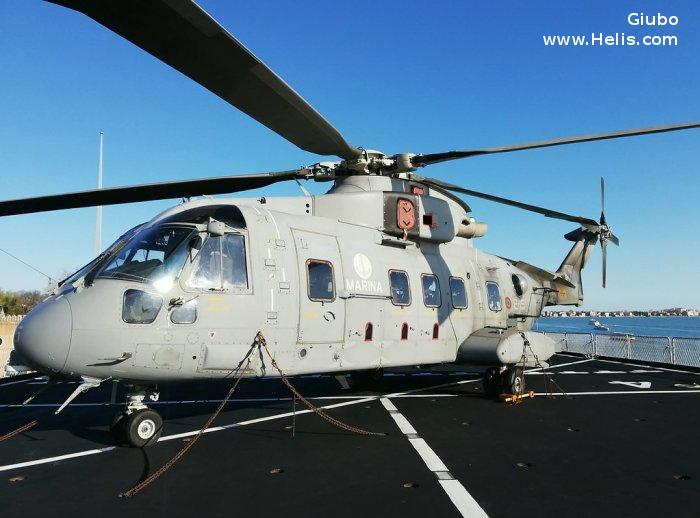 Helicopter AgustaWestland EH101 Mk.410 Serial 50142 Register MM81494 used by Marina Militare Italiana (Italian Navy). Aircraft history and location