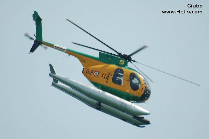 Helicopter Breda Nardi NH500MD Serial 113 Register MM81134 used by Guardia di Finanza (Italian Customs Police). Aircraft history and location