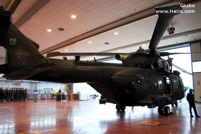 Helicopter AgustaWestland AW101 611 Serial 50259 Register MM81866 used by Aeronautica Militare Italiana AMI (Italian Air Force). Built 2014. Aircraft history and location