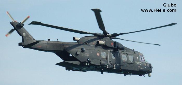 Helicopter AgustaWestland AW101 611 Serial 50261 Register MM81868 used by Aeronautica Militare Italiana AMI (Italian Air Force). Built 2016. Aircraft history and location