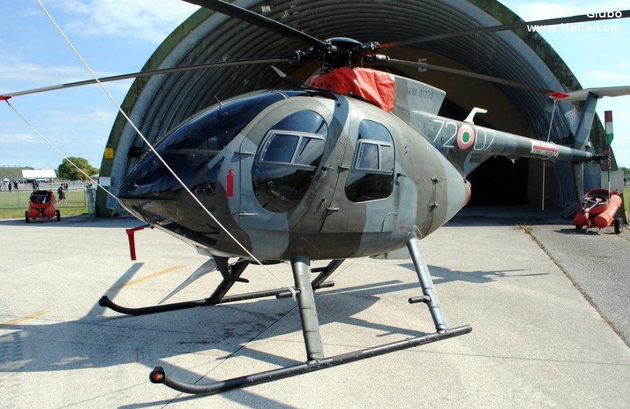 Helicopter Breda Nardi NH500E Serial 208 Register MM81270 used by Aeronautica Militare Italiana AMI (Italian Air Force). Aircraft history and location