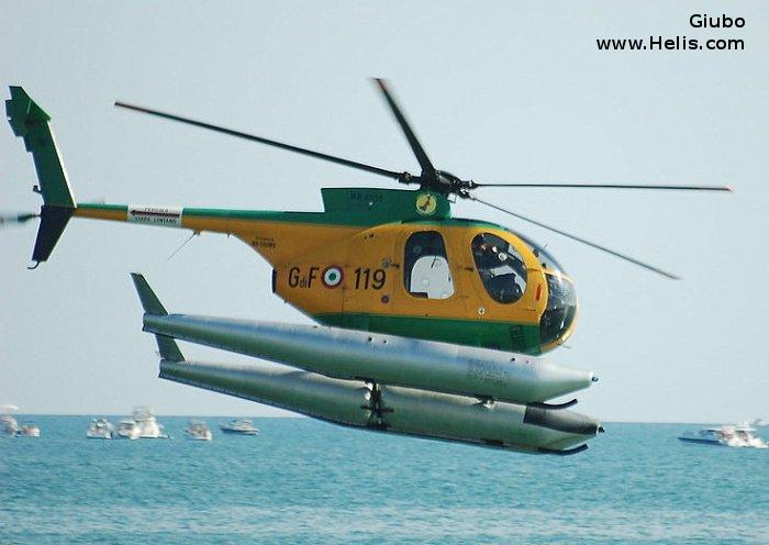 Helicopter Breda Nardi NH500MD Serial 118 Register MM81139 used by Guardia di Finanza (Italian Customs Police). Aircraft history and location