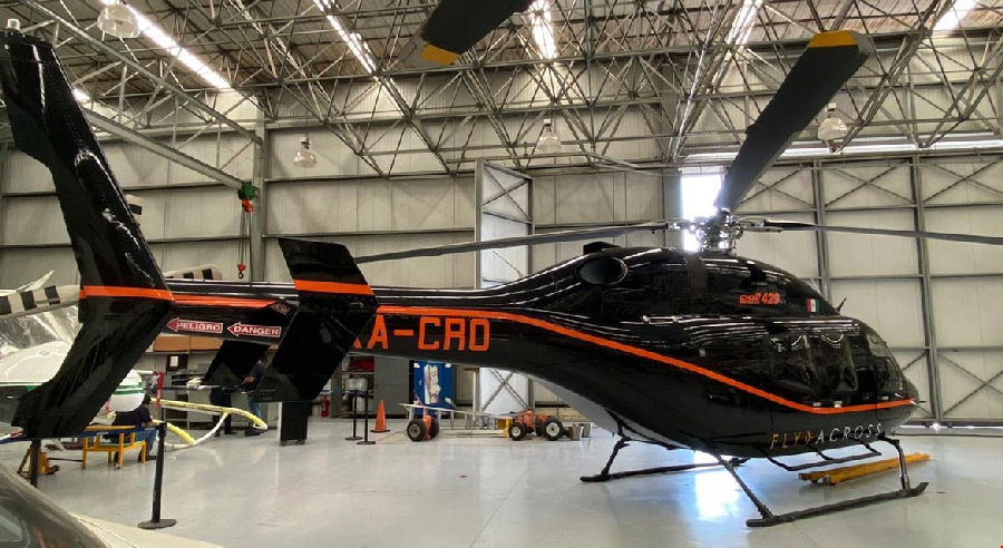 Helicopter Bell 429 Serial 57250 Register N111TD XA-CRO C-FHZZ used by Across ,Bell Helicopter Canada. Built 2014. Aircraft history and location