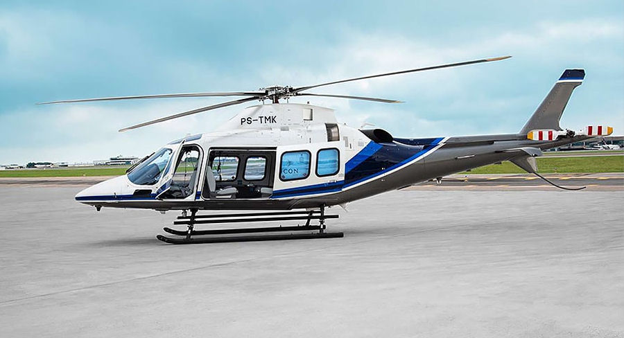 Helicopter AgustaWestland AW109 Trekker Serial 22726 Register PS-TMK I-EASI used by Leonardo Italy ,Shanghai Zenisun Investment Group. Built 2021. Aircraft history and location