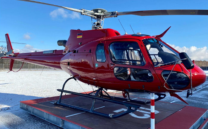 Helicopter Airbus H125 Serial 8512 Register D-HTMP OE-XOH used by Airworks Helicopters ,Helicopter Travel Munich HTM. Built 2018. Aircraft history and location