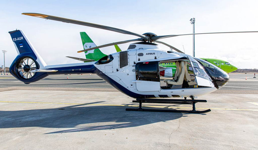 Helicopter Airbus Helicopters ACH135 Serial 2064 Register ES-AUR G-LAVA used by Airbus Helicopters UK. Built 2018. Aircraft history and location