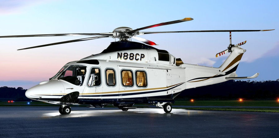 Helicopter AgustaWestland AW139 Serial 41246 Register N88CP N81PZ used by Peak Enterprises ,AgustaWestland Philadelphia (AgustaWestland USA). Built 2010. Aircraft history and location