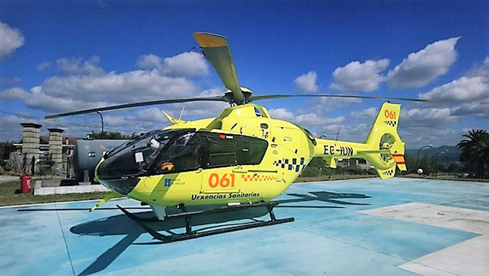 Helicopter Eurocopter EC135T2 Serial 0317 Register EC-IUN used by INAER ,Helicsa. Built 2003. Aircraft history and location