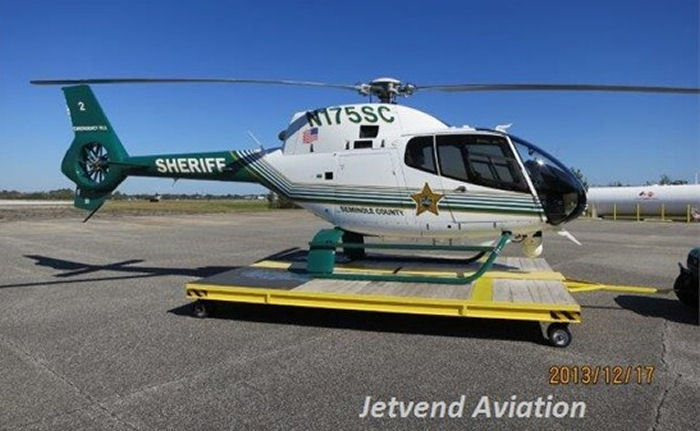 Helicopter Eurocopter EC120B Serial 1376 Register N27GT N175SC N867CK C-FAUI used by SCSO (Seminole County Sheriffs Office) ,Eurocopter Canada. Built 2004. Aircraft history and location