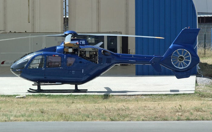 Helicopter Eurocopter EC135T1 Serial 0034 Register CN-HBE F-GOBD SX-HVD used by Ministère de la Santé (Morocco Ministry of Health) ,SAMU (Emergency Medical Assistance Service ) ,Mont Blanc Helicopteres MBH ,Aeroservices. Built 1997. Aircraft history and location