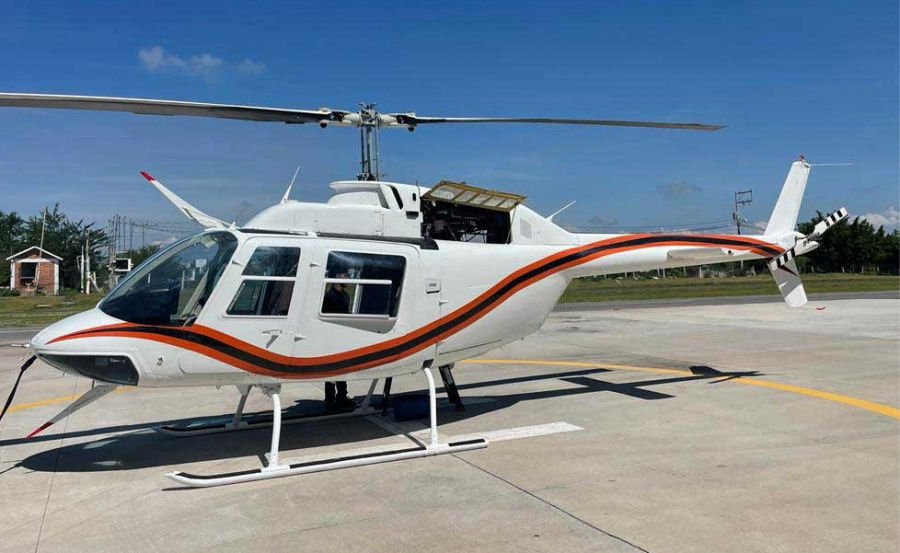 Helicopter Bell 206B-3 Jet Ranger Serial 4141 Register XC-HHG XC-IAI C-FJHQ used by Gobierno de Mexico (Mexico Government) ,Bell Helicopter Canada. Built 1990. Aircraft history and location