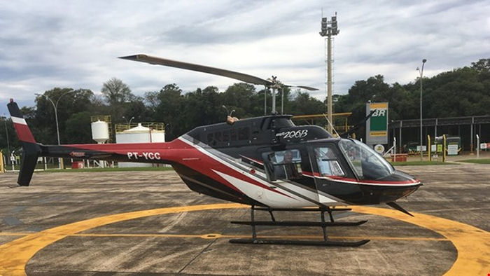 Helicopter Bell 206B-3 Jet Ranger Serial 4201 Register LV-GQX PT-YCC used by Policias Provinciales (Argentine Provinces Police Units). Built 1991. Aircraft history and location