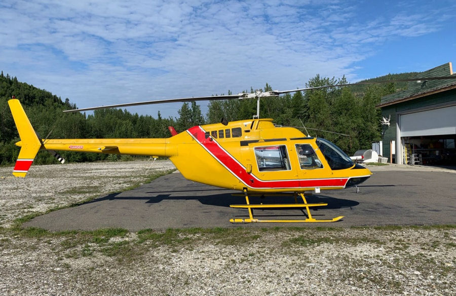 Helicopter Bell 206B-3 Jet Ranger Serial 2628 Register C-GMYQ N5016Q used by Maple Leaf Helicopters ,Trans North Helicopters ,Bell Helicopter. Built 1979. Aircraft history and location