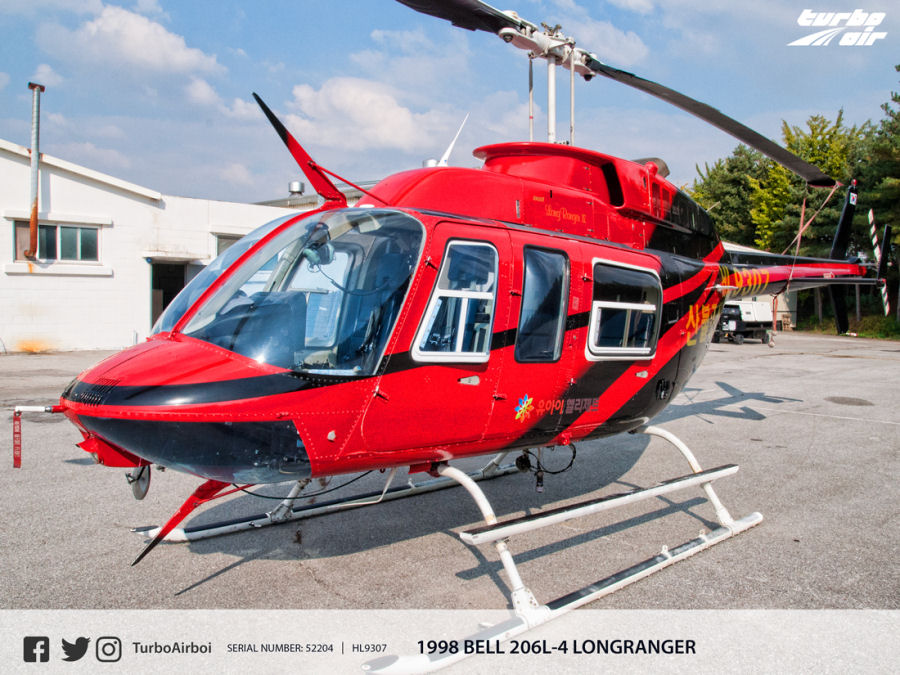 Helicopter Bell 206L-4 Long Ranger Serial 52204 Register HL9307 N304CP TG-BER used by JRH (JR Helicopters) ,Southern Helicopters. Built 1998. Aircraft history and location