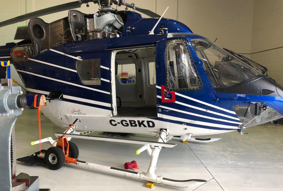 Helicopter MBB Bk117A-3 Serial 7102 Register C-GBKD ZK-HQJ N526MB used by Yellowhead Helicopters YHL ,Great Slave Helicopters GSH ,Airwork NZ ,ERA Helicopters. Built 1986. Aircraft history and location