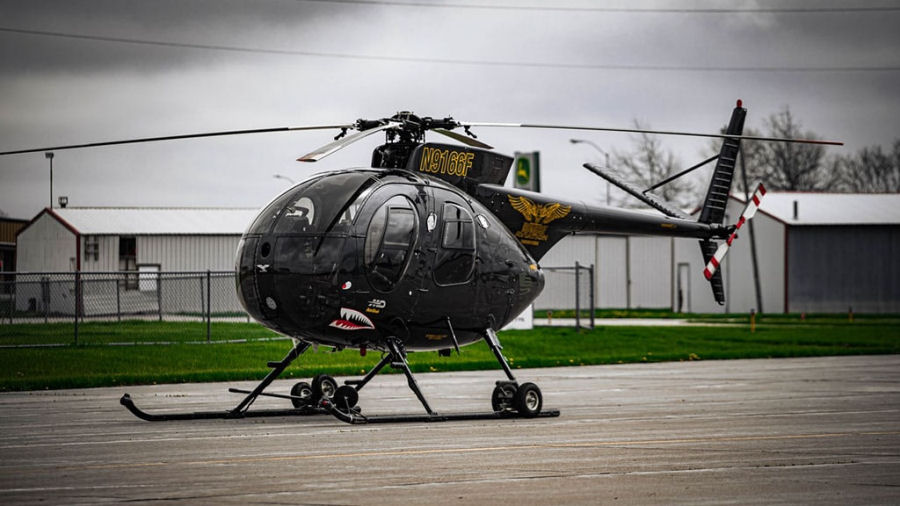 Helicopter Hughes 369HS Serial 830510S Register N9166F. Built 1973. Aircraft history and location