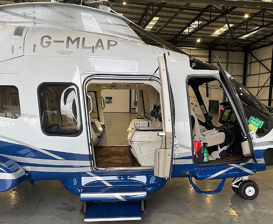 Helicopter AgustaWestland AW169 Serial 69020 Register G-MLAP used by Starspeed Ltd. Built 2017. Aircraft history and location