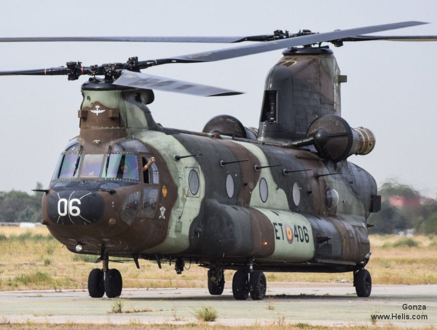 Helicopter Boeing CH-47D Chinook Serial M.3507 Register HT.17-06 used by Fuerzas Aeromóviles del Ejército de Tierra FAMET (Spanish Army Aviation). Aircraft history and location