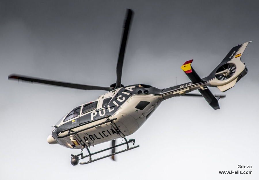 Helicopter Eurocopter EC135P2+ Serial 0846 Register EC-LJZ used by Cuerpo Nacional de Policia CNP (National Police Corps). Built 2009. Aircraft history and location