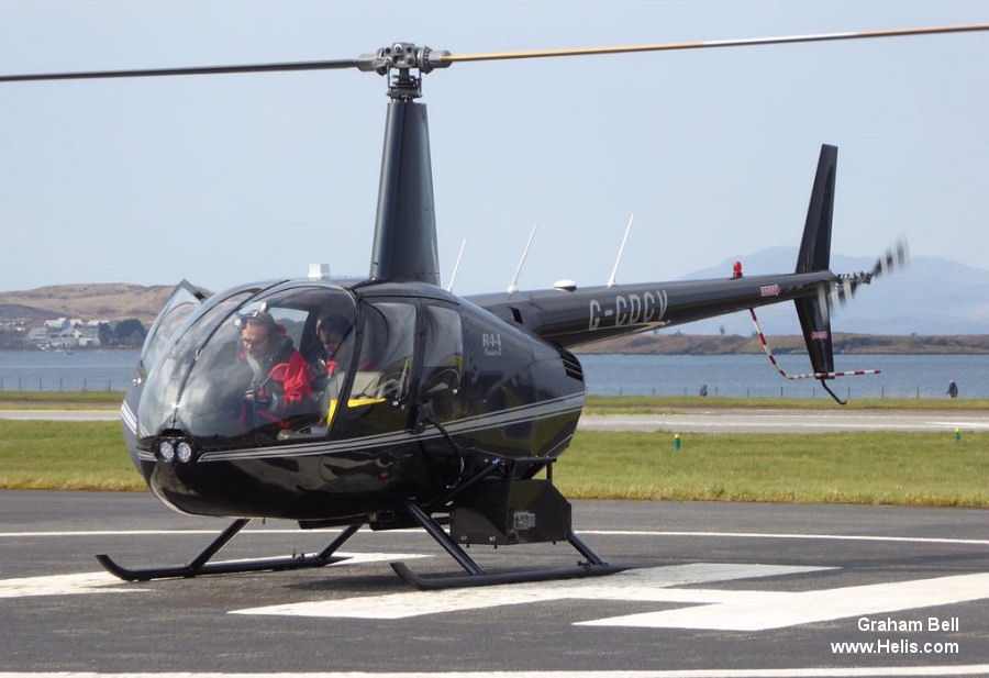 Helicopter Robinson R44 Raven II Serial 10536 Register G-CDCV used by Heli Air Ltd. Built 2004. Aircraft history and location