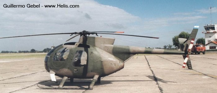 Helicopter Hughes 369HM Serial 59-0049M Register H-30 used by Fuerza Aerea Argentina FAA (Argentine Air Force). Aircraft history and location