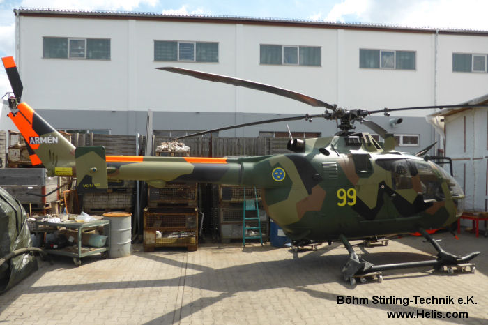 Helicopter MBB Bo105P PAH-1 Serial 6103 Register 87+03 used by Böhm Stirling-Technik e.K. ,Heeresflieger (German Army Aviation). Aircraft history and location