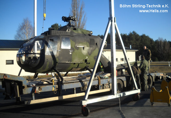 Helicopter MBB Bo105P PAH-1 Serial 6180 Register 87+80 used by Böhm Stirling-Technik e.K. ,Heeresflieger (German Army Aviation). Aircraft history and location