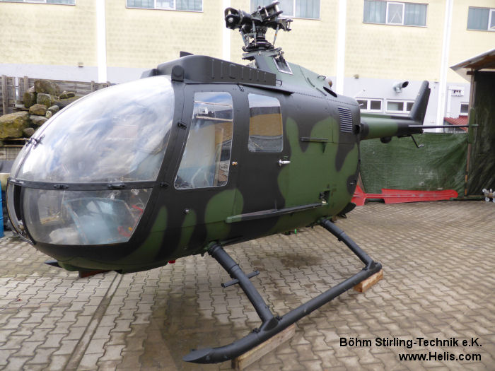 Helicopter MBB Bo105P PAH-1 Serial 6184 Register 87+84 used by Böhm Stirling-Technik e.K. ,Heeresflieger (German Army Aviation). Aircraft history and location