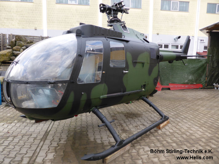 Helicopter MBB Bo105P PAH-1 Serial 6184 Register 87+84 used by Böhm Stirling-Technik e.K. Heeresflieger (German Army Aviation). Aircraft history and location