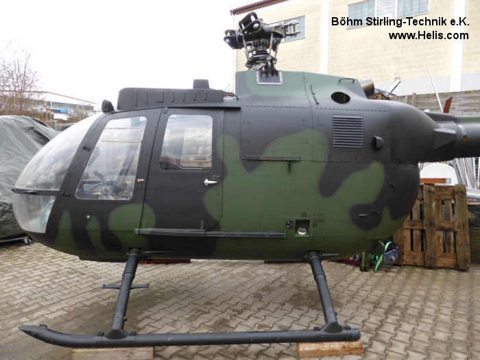 Helicopter MBB Bo105P PAH-1 Serial 6184 Register 87+84 used by Böhm Stirling-Technik e.K. ,Heeresflieger (German Army Aviation). Aircraft history and location