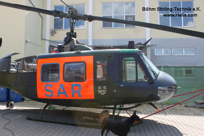 Helicopter Dornier UH-1D Serial 8419 Register 72+99 used by Böhm Stirling-Technik e.K. ,Heeresflieger (German Army Aviation). Built 1969. Aircraft history and location