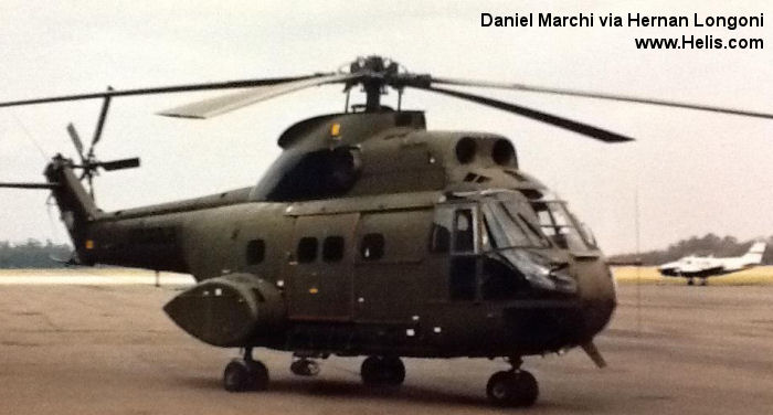 Helicopter Aerospatiale SA330L Puma Serial 1544 Register AE-502 used by Aviacion de Ejercito Argentino EA (Argentine Army Aviation). Aircraft history and location