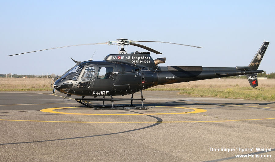 Helicopter Airbus H125 Serial 8579 Register F-HIRE used by Savoie Hélicoptères. Built 2018. Aircraft history and location