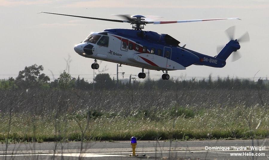 Helicopter Sikorsky S-92A Serial 92-0288 Register G-CMBH 5N-BWE N288NT used by Bristow ,Bristow Helicopters Nigeria BHN. Built 2015. Aircraft history and location