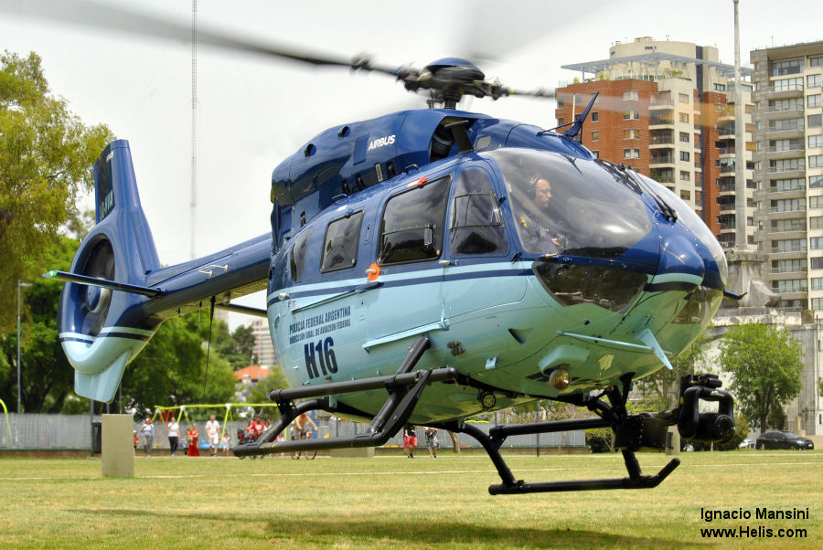 Helicopter Airbus H145D2 / EC145T2 Serial 20143 Register LQ-HVA used by Policia Federal Argentina PFA (Argentine Federal Police). Built 2017. Aircraft history and location