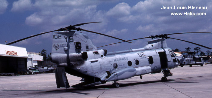 Helicopter Boeing-Vertol CH-46D Serial 2361 Register 154010 used by US Marine Corps USMC. Built 1967. Aircraft history and location
