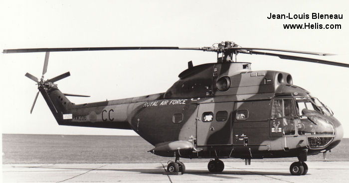 Helicopter Aerospatiale SA330E Puma Serial 1086 Register XW206 used by Royal Air Force RAF. Built 1971. Aircraft history and location