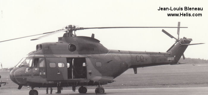 Helicopter Aerospatiale SA330E Puma Serial 1216 Register XW236 used by Royal Air Force RAF. Built 1972. Aircraft history and location