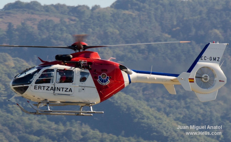 Helicopter Eurocopter EC135T1 Serial 0016 Register EC-GMZ used by Policia Autonomica (Spanish Local Polices). Built 1996. Aircraft history and location