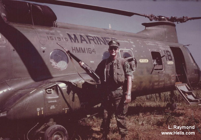 Helicopter Boeing-Vertol CH-46A Serial 2058 Register 151910 used by US Navy USN (United States Naval Aviation) ,US Marine Corps USMC. Built 1964. Aircraft history and location