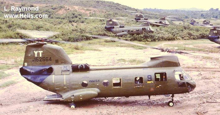Helicopter Boeing-Vertol CH-46D Serial 2186 Register 152564 used by US Marine Corps USMC. Built 1966. Aircraft history and location