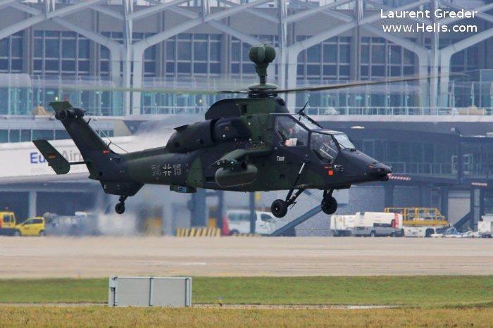 Helicopter Eurocopter UH Tiger Serial 1015 Register 74+15 98+15 used by Heeresflieger (German Army Aviation). Aircraft history and location