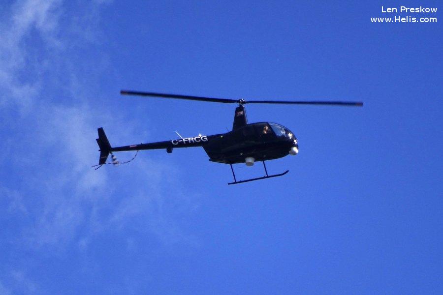 Helicopter Robinson R44 Newscopter Serial 12089 Register C-FRCG used by L R Helicopters. Built 2008. Aircraft history and location