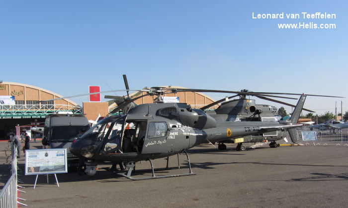 Helicopter Aerospatiale AS355F1 Ecureuil 2  Serial 5248 Register CN-AIZ used by Royal Moroccan Gendarmerie. Aircraft history and location