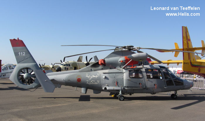 Helicopter Eurocopter AS565MA Panther Serial 6621 Register CN-AHB used by Royal Moroccan Navy. Aircraft history and location