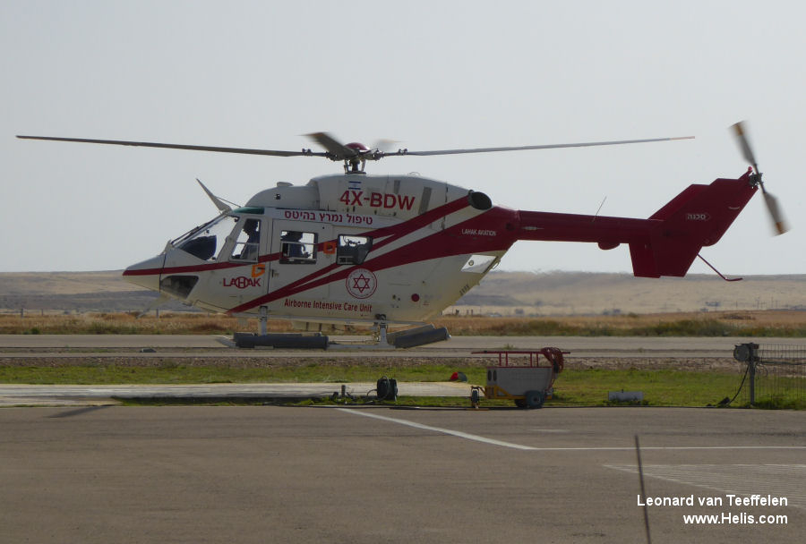 Helicopter MBB Bk117A-3 Serial 7092 Register 4X-BDW N217PH N911RZ N520WJ XA-WES N520MB used by United Hatzalah of Israel UHI ,Lahak Aviation ,PHI Inc ,Transportes Aereos Pegaso ,MBB Helicopter Corp. Aircraft history and location