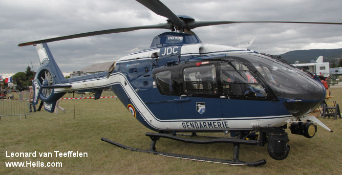 Helicopter Eurocopter EC135T2+ Serial 0717 Register F-MJDC D-HECW used by Gendarmerie Nationale (French National Gendarmerie) ,Eurocopter Deutschland GmbH (Eurocopter Germany). Built 2009. Aircraft history and location