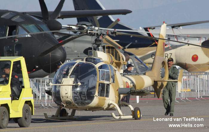 Helicopter Aerospatiale SA342L Gazelle Serial 1946 Register CN-ACP used by Royal Moroccan Air Force RMAF. Aircraft history and location