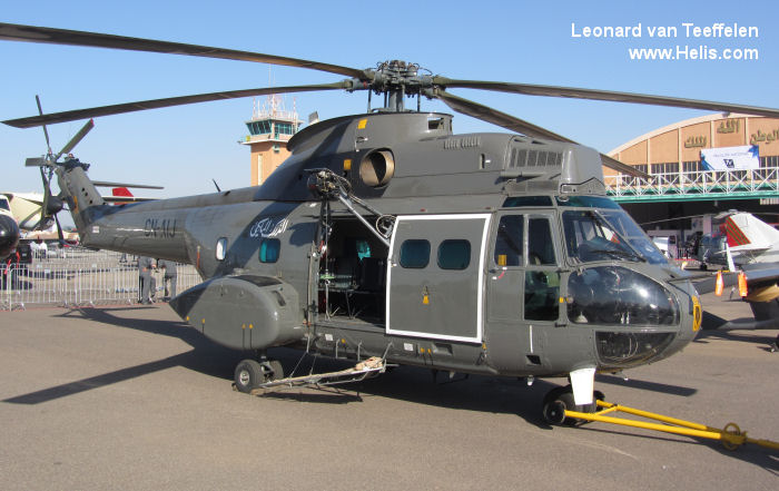 Helicopter Aerospatiale SA330F Puma Serial 1393 Register CN-AIJ used by Royal Moroccan Gendarmerie. Aircraft history and location